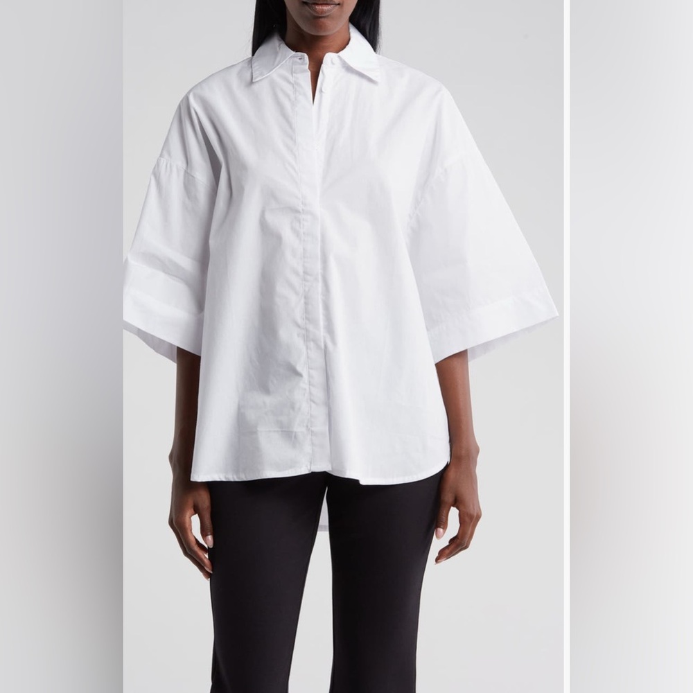 French Connection Rhodes Poplin Popover Shirt Large